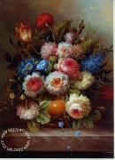 unknow artist, Floral, beautiful classical still life of flowers.034